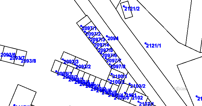 Parcela st. 2097/6 v KÚ Jablůnka, Katastrální mapa
