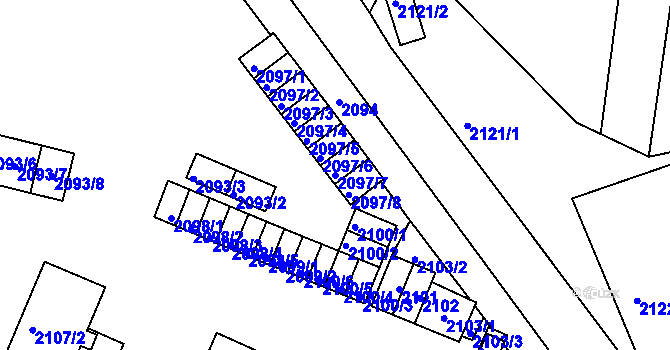 Parcela st. 2097/7 v KÚ Jablůnka, Katastrální mapa