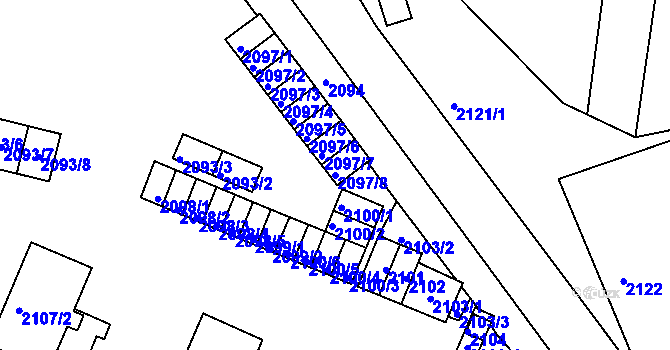 Parcela st. 2097/8 v KÚ Jablůnka, Katastrální mapa