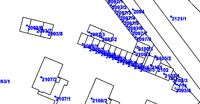Parcela st. 2098/4 v KÚ Jablůnka, Katastrální mapa