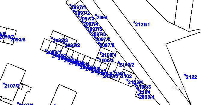 Parcela st. 2100/1 v KÚ Jablůnka, Katastrální mapa