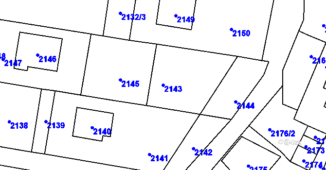 Parcela st. 2143 v KÚ Jablůnka, Katastrální mapa