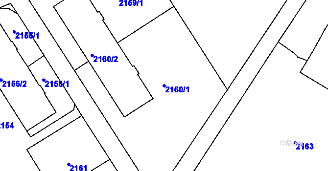 Parcela st. 2160/1 v KÚ Jablůnka, Katastrální mapa