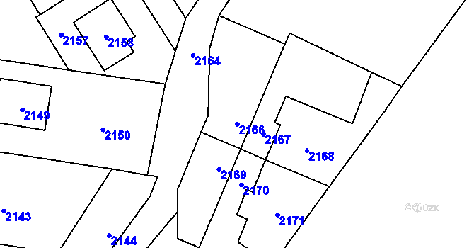 Parcela st. 2166 v KÚ Jablůnka, Katastrální mapa