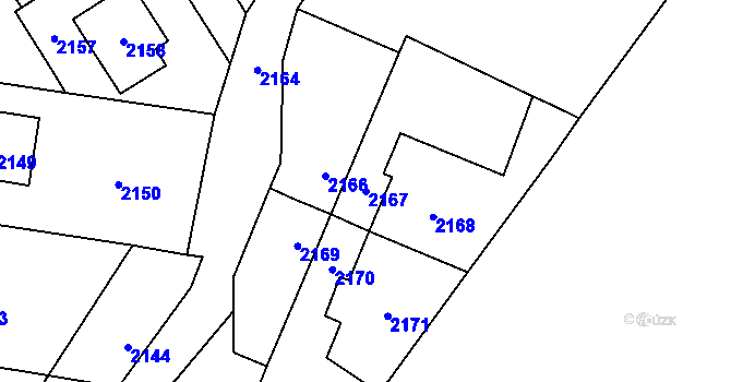 Parcela st. 2167 v KÚ Jablůnka, Katastrální mapa