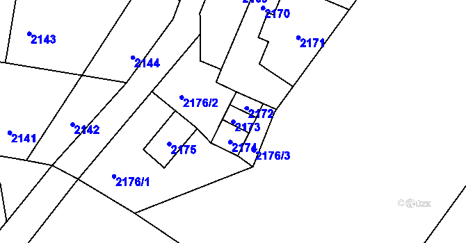 Parcela st. 2173 v KÚ Jablůnka, Katastrální mapa