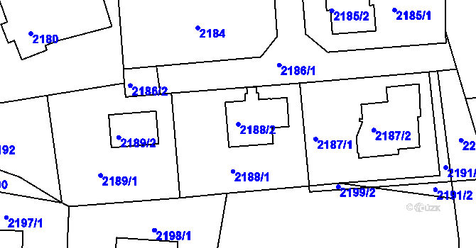 Parcela st. 2188/2 v KÚ Jablůnka, Katastrální mapa