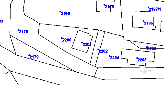 Parcela st. 2201 v KÚ Jablůnka, Katastrální mapa