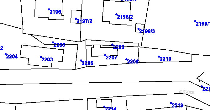 Parcela st. 2207 v KÚ Jablůnka, Katastrální mapa