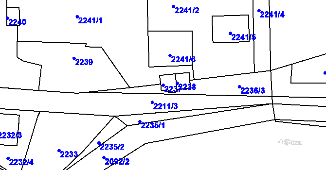 Parcela st. 2237 v KÚ Jablůnka, Katastrální mapa