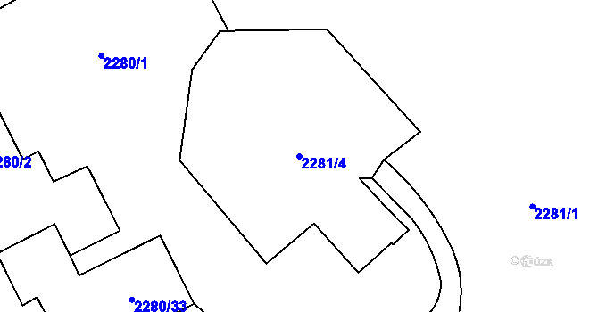 Parcela st. 2281/4 v KÚ Jablůnka, Katastrální mapa