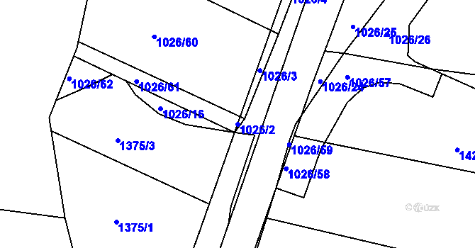 Parcela st. 1026/2 v KÚ Jablůnka, Katastrální mapa