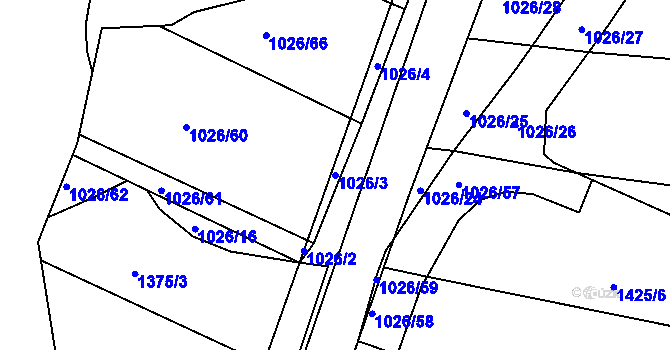 Parcela st. 1026/3 v KÚ Jablůnka, Katastrální mapa
