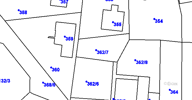 Parcela st. 362/7 v KÚ Jablůnka, Katastrální mapa