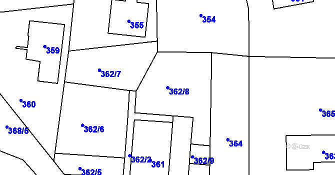 Parcela st. 362/8 v KÚ Jablůnka, Katastrální mapa