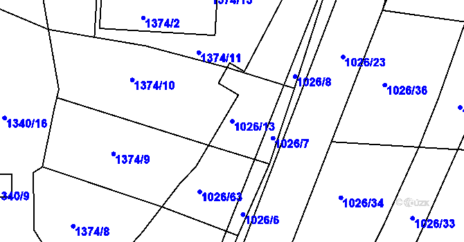 Parcela st. 1026/13 v KÚ Jablůnka, Katastrální mapa