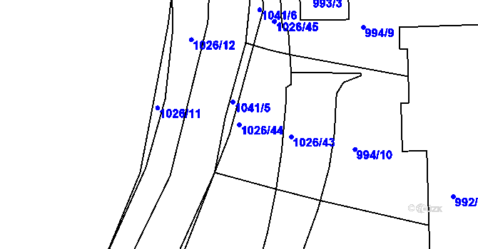 Parcela st. 1026/44 v KÚ Jablůnka, Katastrální mapa