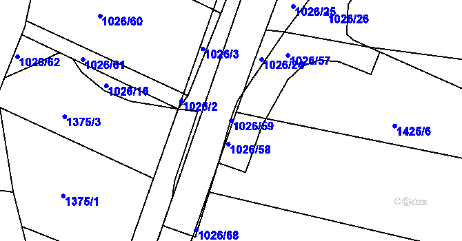 Parcela st. 1026/59 v KÚ Jablůnka, Katastrální mapa