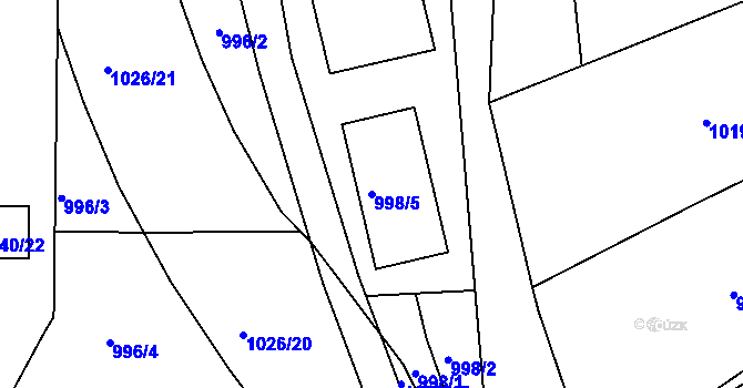 Parcela st. 998/5 v KÚ Jablůnka, Katastrální mapa