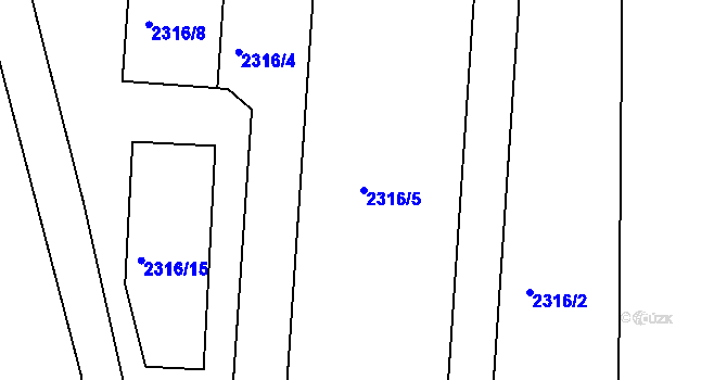 Parcela st. 2316/5 v KÚ Jablůnka, Katastrální mapa