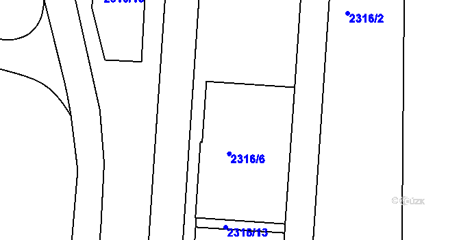 Parcela st. 2316/12 v KÚ Jablůnka, Katastrální mapa