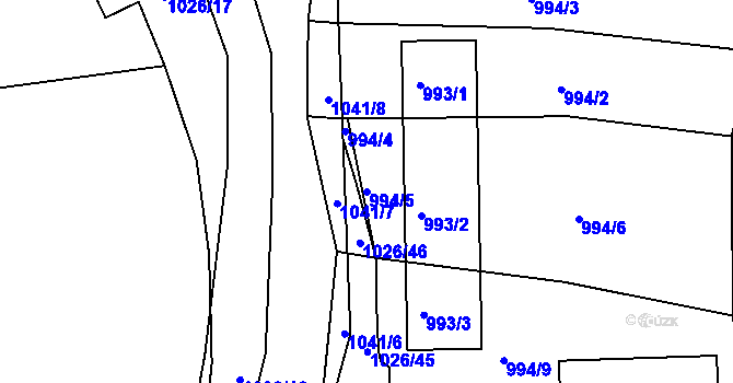 Parcela st. 994/5 v KÚ Jablůnka, Katastrální mapa