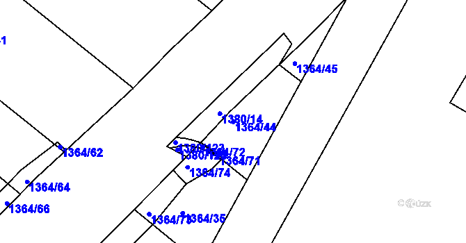 Parcela st. 1364/44 v KÚ Jablůnka, Katastrální mapa