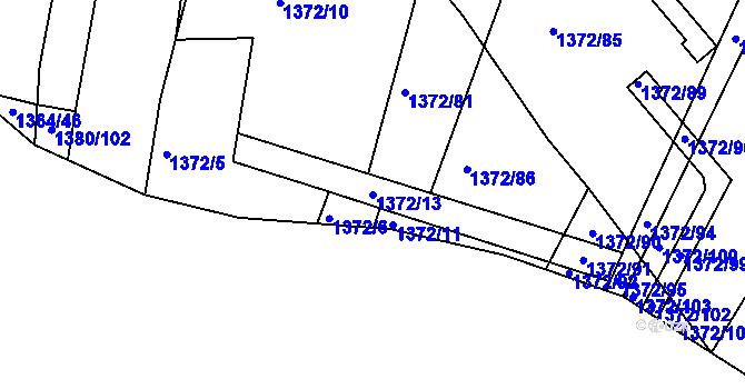 Parcela st. 1372/13 v KÚ Jablůnka, Katastrální mapa