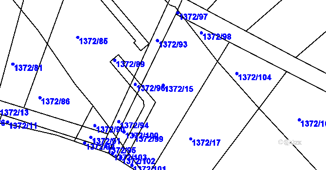 Parcela st. 1372/15 v KÚ Jablůnka, Katastrální mapa
