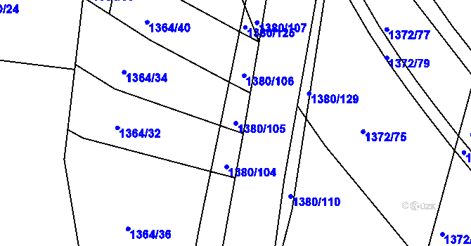 Parcela st. 1380/105 v KÚ Jablůnka, Katastrální mapa