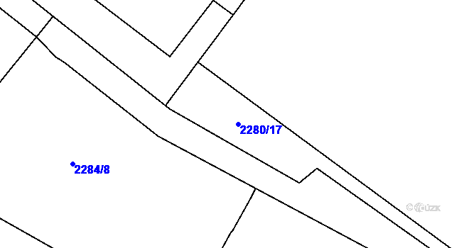 Parcela st. 2280/17 v KÚ Jablůnka, Katastrální mapa