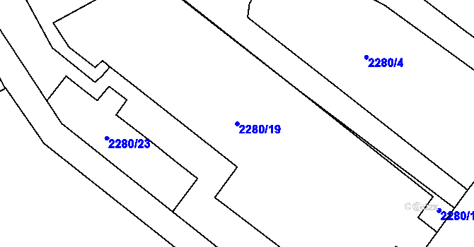 Parcela st. 2280/19 v KÚ Jablůnka, Katastrální mapa