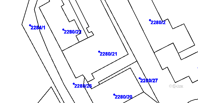Parcela st. 2280/21 v KÚ Jablůnka, Katastrální mapa