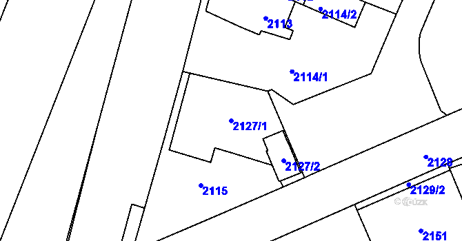 Parcela st. 2127/1 v KÚ Jablůnka, Katastrální mapa