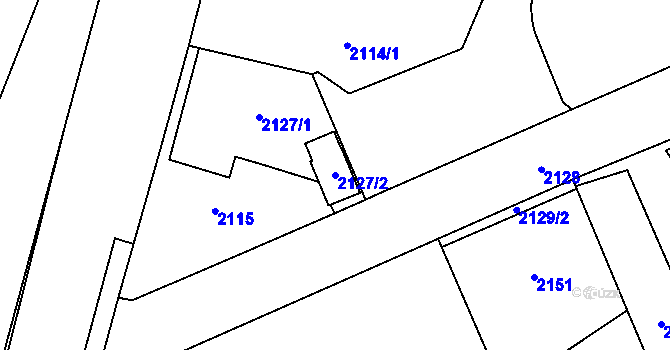 Parcela st. 2127/2 v KÚ Jablůnka, Katastrální mapa