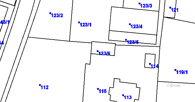 Parcela st. 123/6 v KÚ Jablůnka, Katastrální mapa