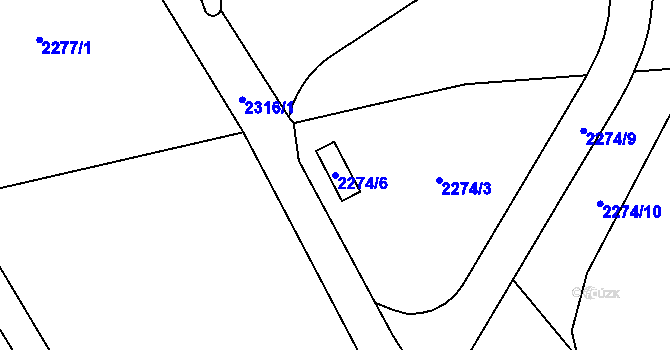 Parcela st. 2274/6 v KÚ Jablůnka, Katastrální mapa