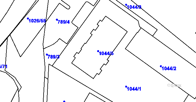 Parcela st. 1044/5 v KÚ Jablůnka, Katastrální mapa
