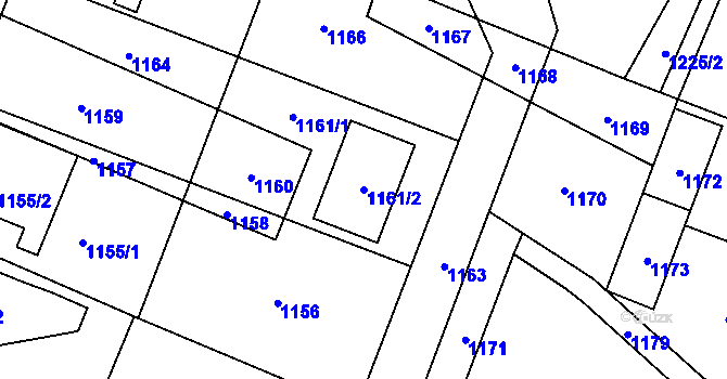 Parcela st. 1161/2 v KÚ Jablůnka, Katastrální mapa