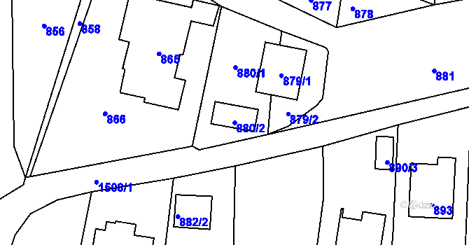 Parcela st. 880/2 v KÚ Jablůnka, Katastrální mapa