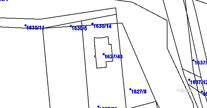 Parcela st. 1627/43 v KÚ Jablůnka, Katastrální mapa
