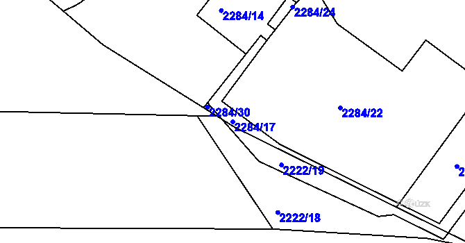 Parcela st. 2284/17 v KÚ Jablůnka, Katastrální mapa