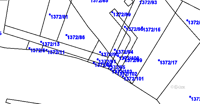 Parcela st. 1372/90 v KÚ Jablůnka, Katastrální mapa