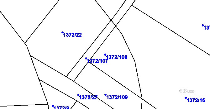 Parcela st. 1372/108 v KÚ Jablůnka, Katastrální mapa