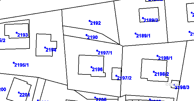 Parcela st. 2197/1 v KÚ Jablůnka, Katastrální mapa