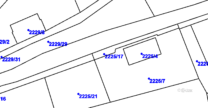Parcela st. 2225/17 v KÚ Jablůnka, Katastrální mapa