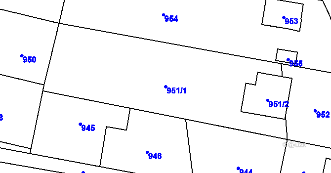 Parcela st. 951/1 v KÚ Jablůnka, Katastrální mapa