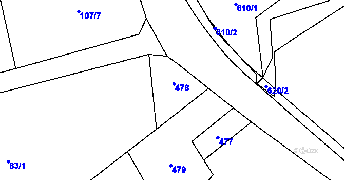 Parcela st. 83/5 v KÚ Bocanovice, Katastrální mapa