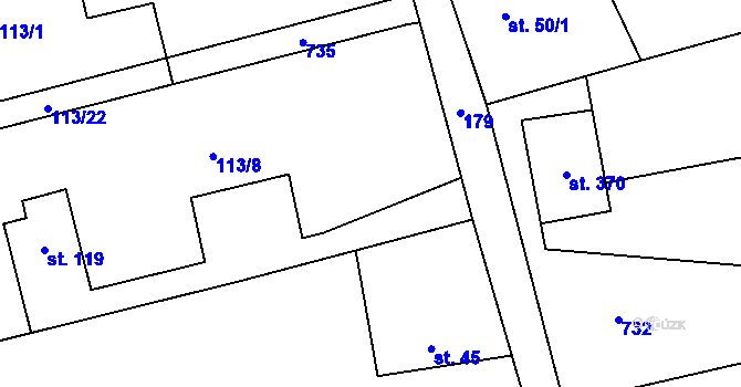 Parcela st. 46/1 v KÚ Bocanovice, Katastrální mapa