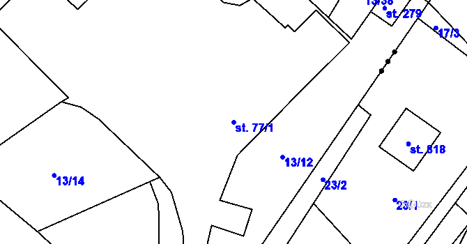 Parcela st. 77/1 v KÚ Bocanovice, Katastrální mapa